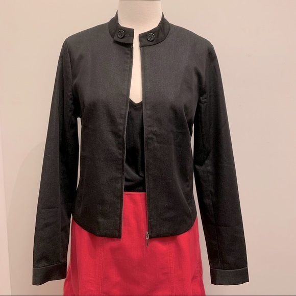 Jacob Jackets & Blazers - Jacob Women’s Black Zipped Cotton Blend Lightweight Jacket, Size 9/10